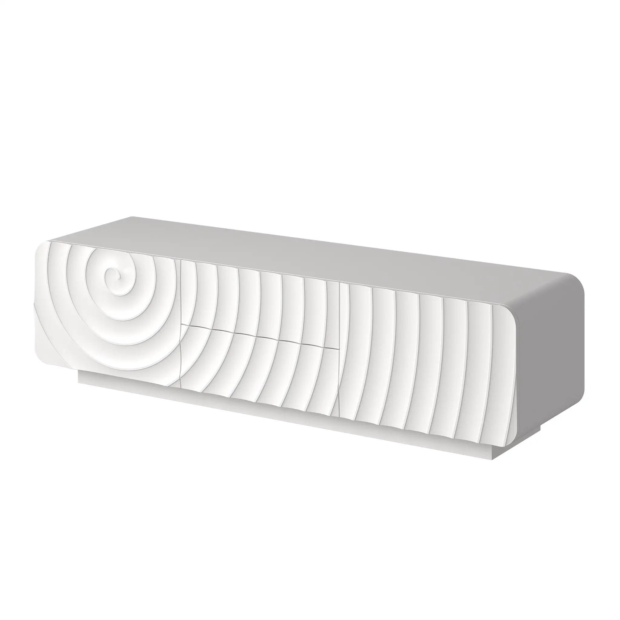 58" TV Console with Modern Unique Spiral Wave Design by HouseOfZazla