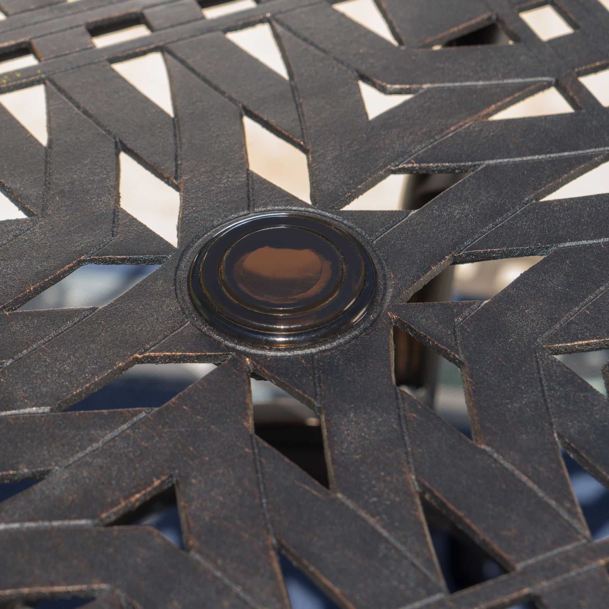 Enchantia Outdoor Square Dining Table with Weave Tabletop and Flared Legs - Copper by HouseOfZazla