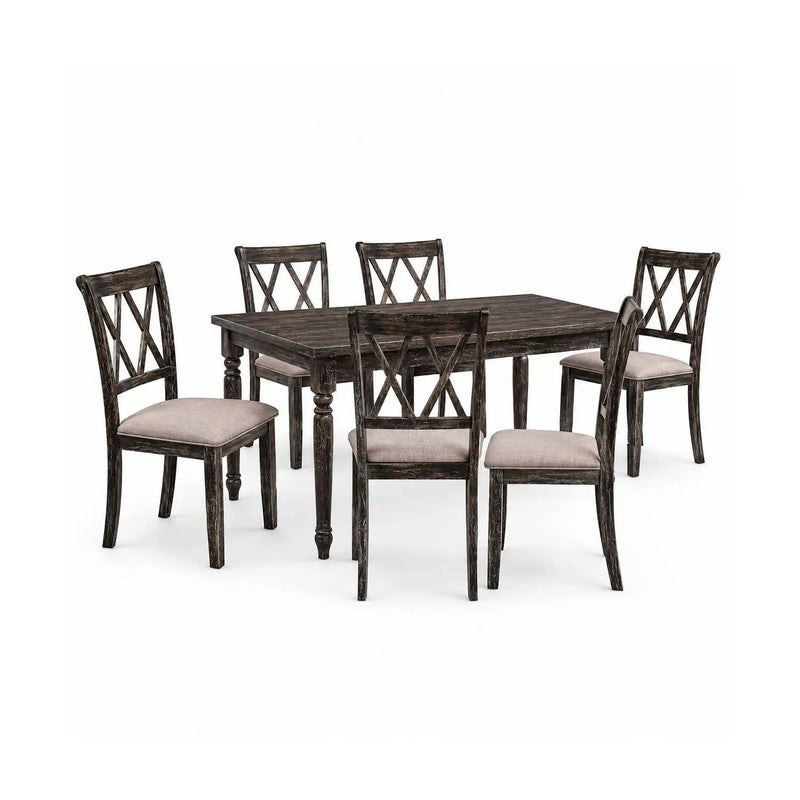 Claudia II - Weathered 7 Pieces Dining Room Set - Gray by Unique Piece Furniture