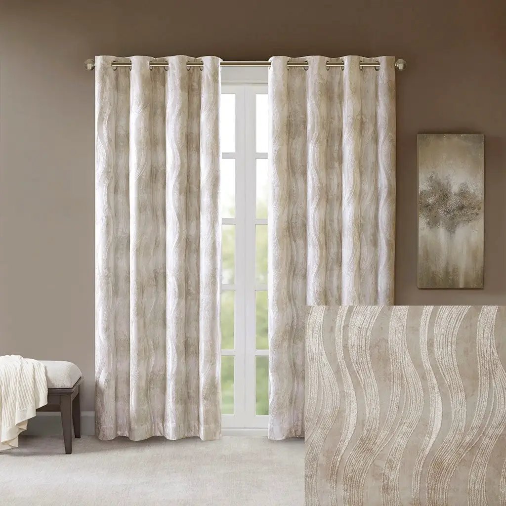 Printed Jacquard Grommet Top Total Blackout Curtain Panel by HouseOfZazla