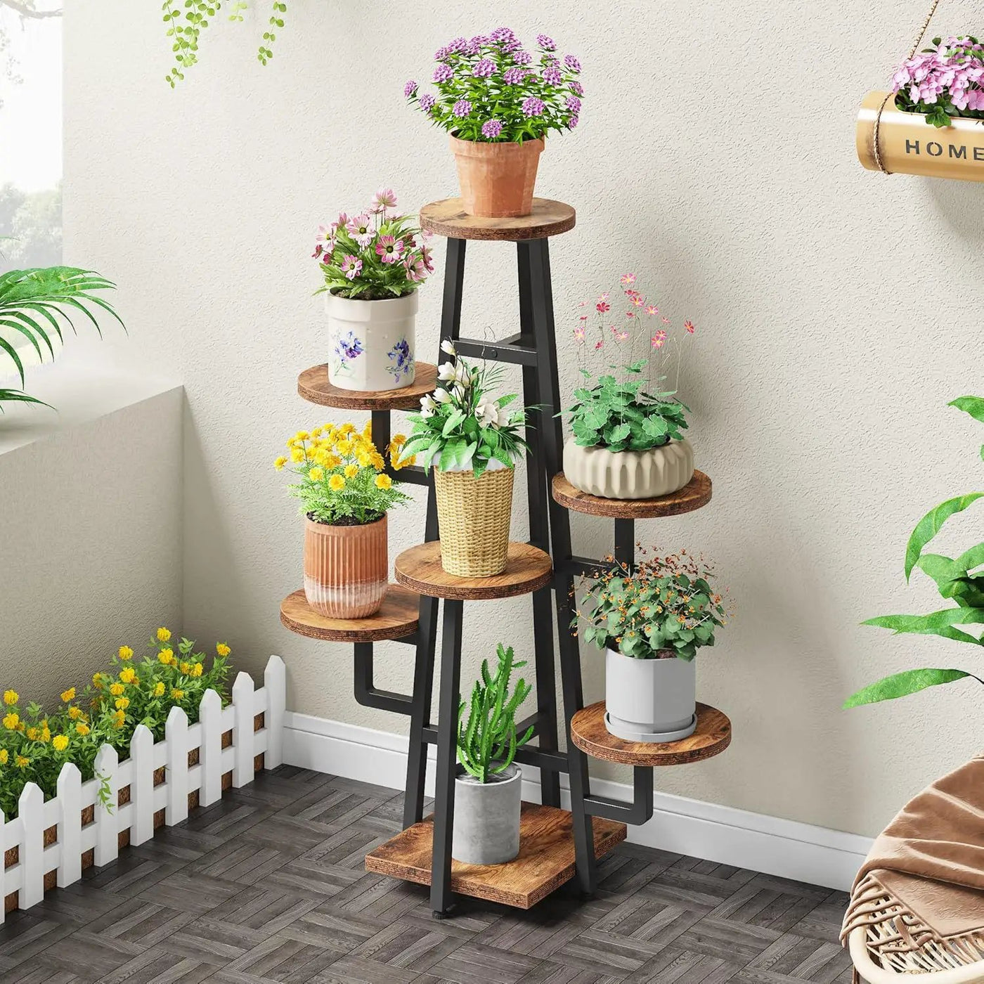 7 Tier Corner Plant Shelf With High Low Design For Living Room by HouseOfZazla
