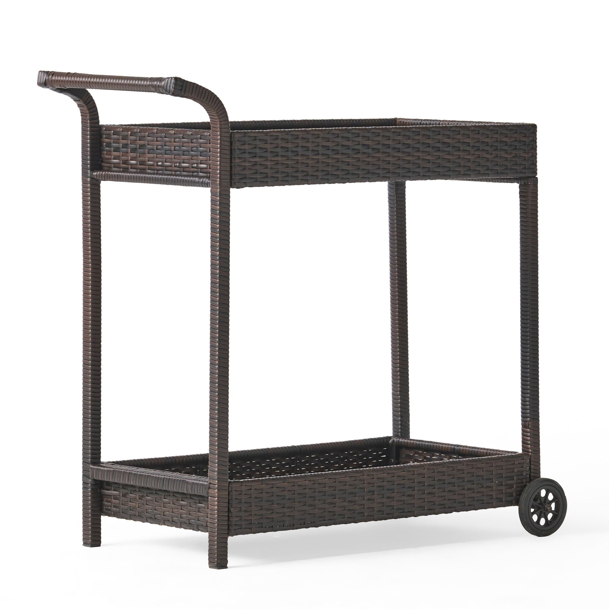 Resin Wicker Bar Cart With Metal Frame - Brown by HouseOfZazla