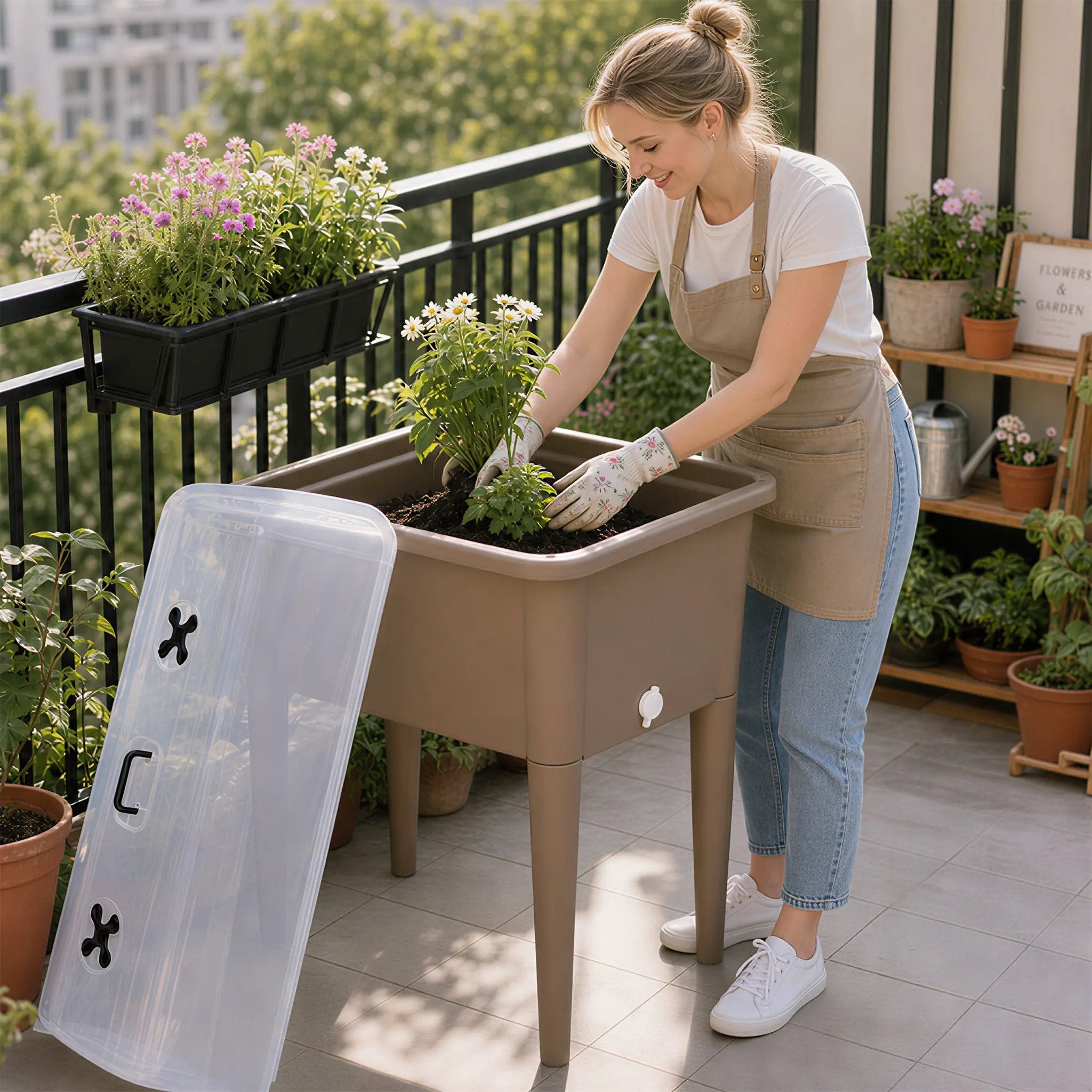 Raised Garden Bed with Ventilated Transparent Greenhouse Lid by HouseOfZazla