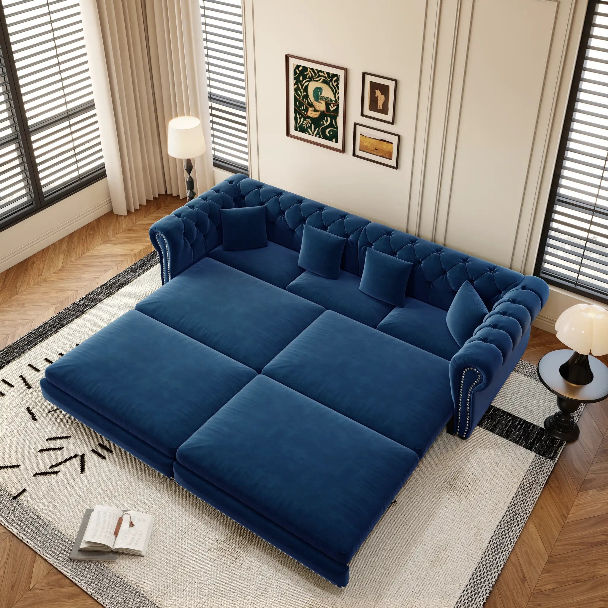 Chesterfield 3-in-1 Pull-Out Sofa Bed, Convertible Sleeper Sofa by HouseOfZazla