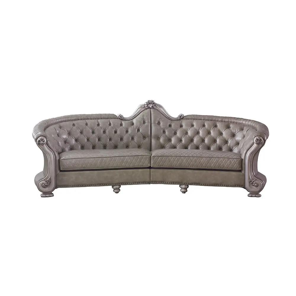 Dresden - 43" Sofa With 5 Pillows - Synthetic Leather & Vintage Bone White by Unique Piece Furniture