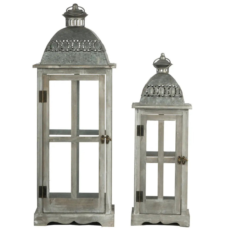 Wooden Candle Lantern Decorative, Hurricane Lantern Holder Decor For Indoor Outdoor, Home Garden Wedding - Gray by Unique Piece Furniture
