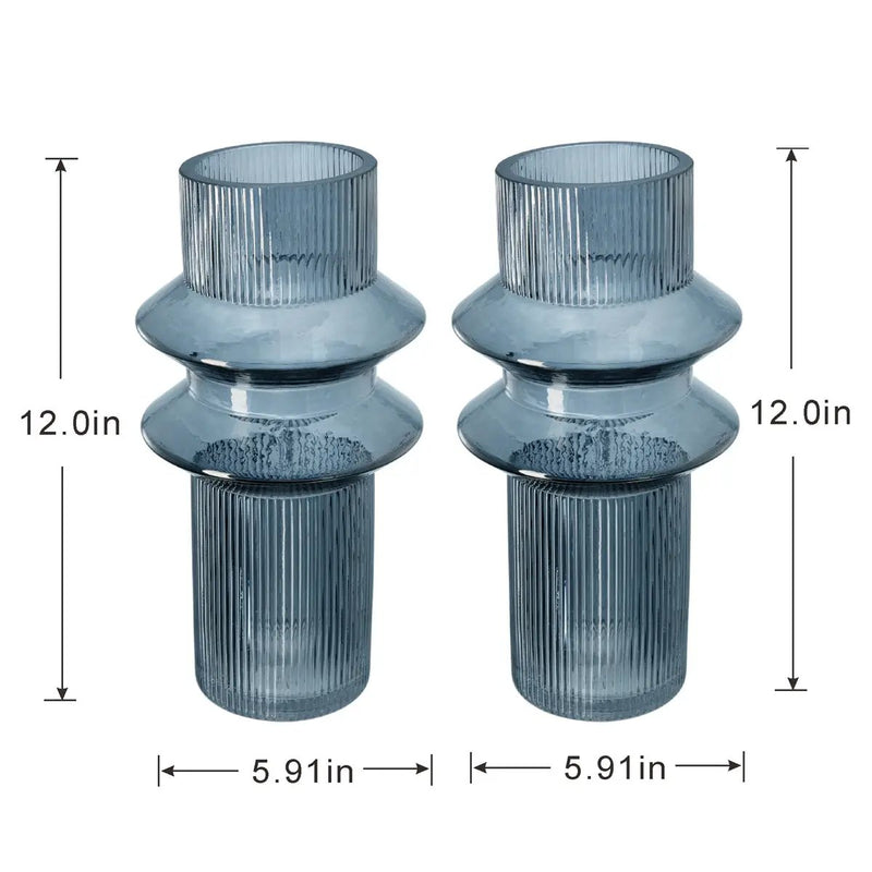 D5.9x11.8'H Fluted Accent Vases with Ribbed Design, Set of 2 by HouseOfZazla
