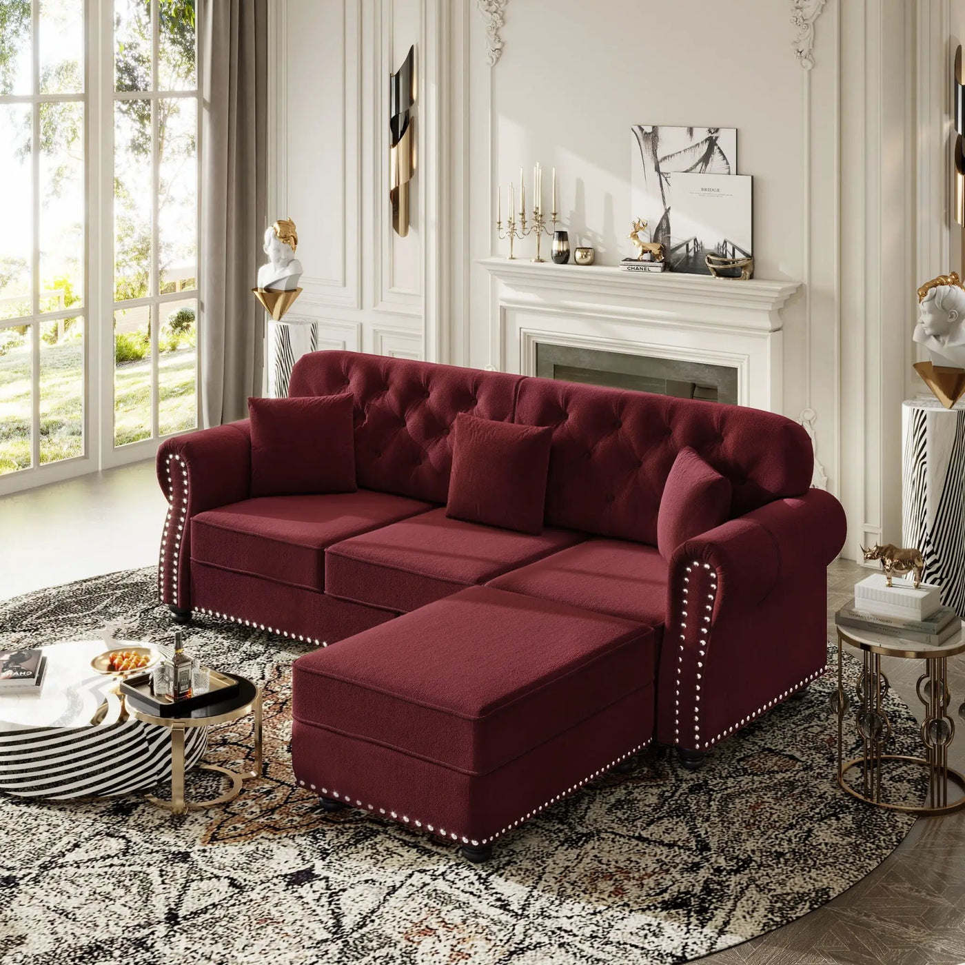Upholstered 3 Seater Sofa Set With Ottoman by HouseOfZazla