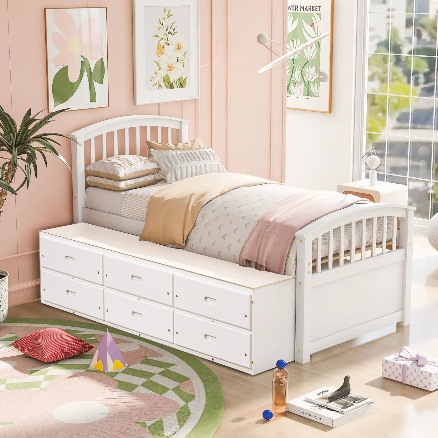 Platform Storage Bed Solid Wood Bed With 6 Drawers by HouseOfZazla