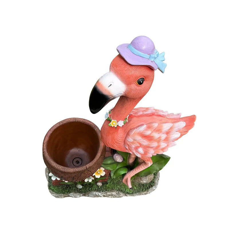 Outdoor Garden Sculpture Flamingo Flower Pot Planter by HouseOfZazla