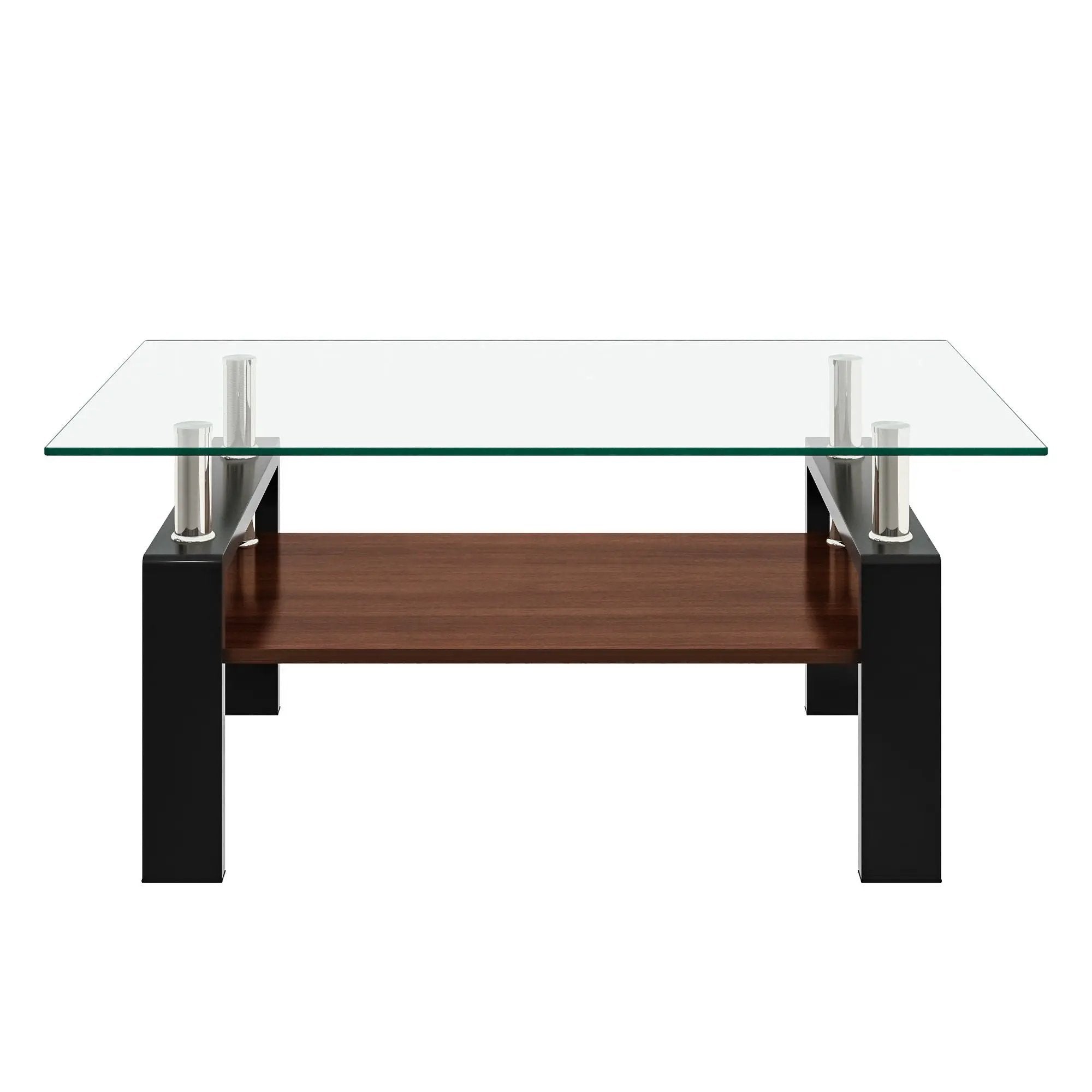 Modern Rectangular Coffee Table With Tempered Glass Top Layer, Table For Living Room - Transparent by HouseOfZazla