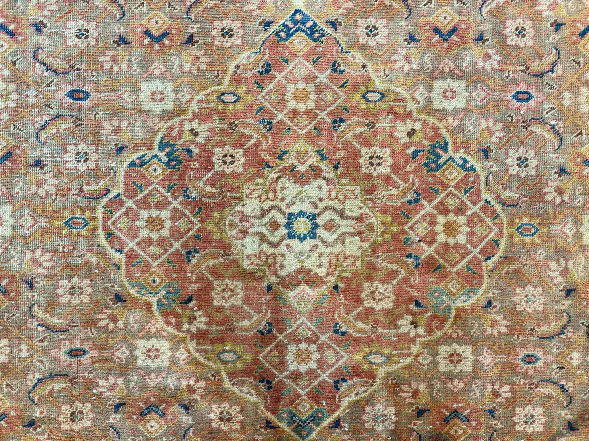 Antique Persian Tabriz Khoy Rug 8x10, Handmade Wool Carpet, Light Green Beige, Vintage Rug for Modern Home by Jewel Rugs