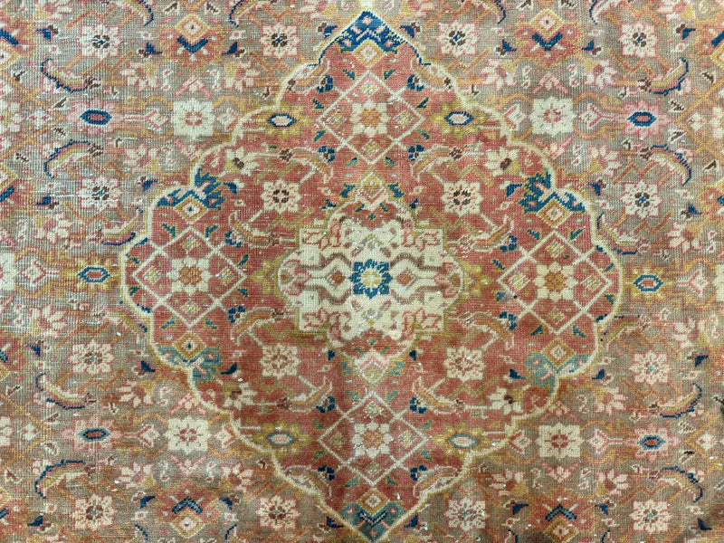 Antique Persian Tabriz Khoy Rug 8x10, Handmade Wool Carpet, Light Green Beige, Vintage Rug for Modern Home by Jewel Rugs