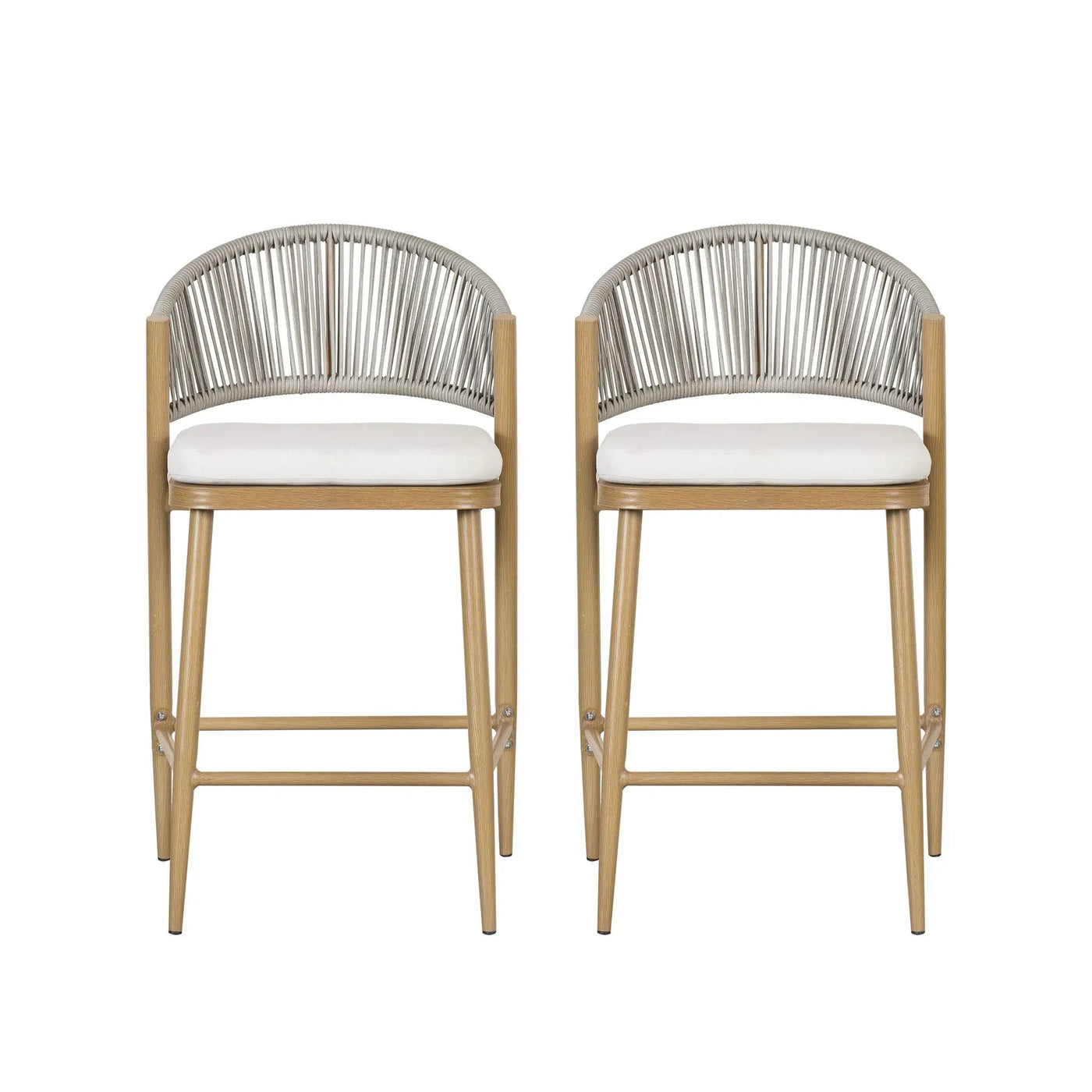 Outdoor 26" Counter Height Metal Frame Counter Stools With Scallop Shaped Backrest & Water Resistant Cushions by HouseOfZazla