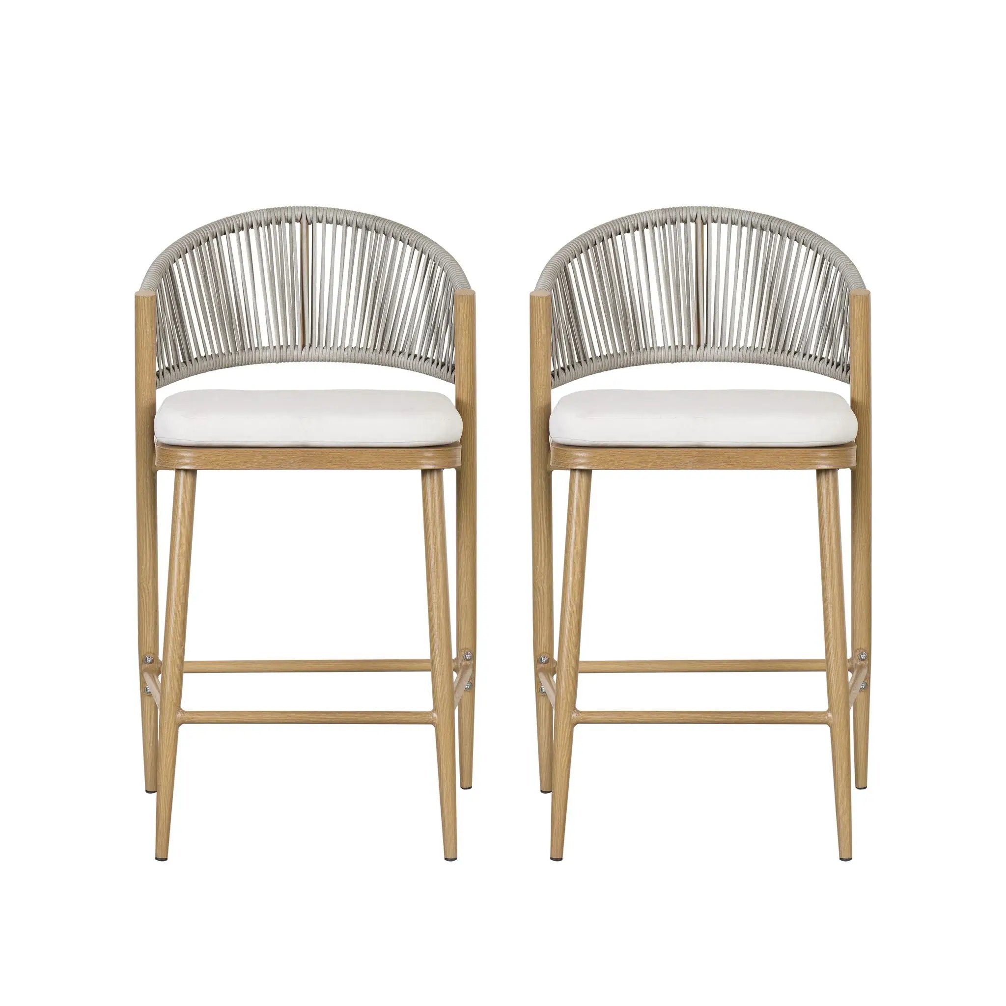 Outdoor 26" Counter Height Metal Frame Counter Stools With Scallop Shaped Backrest & Water Resistant Cushions by HouseOfZazla