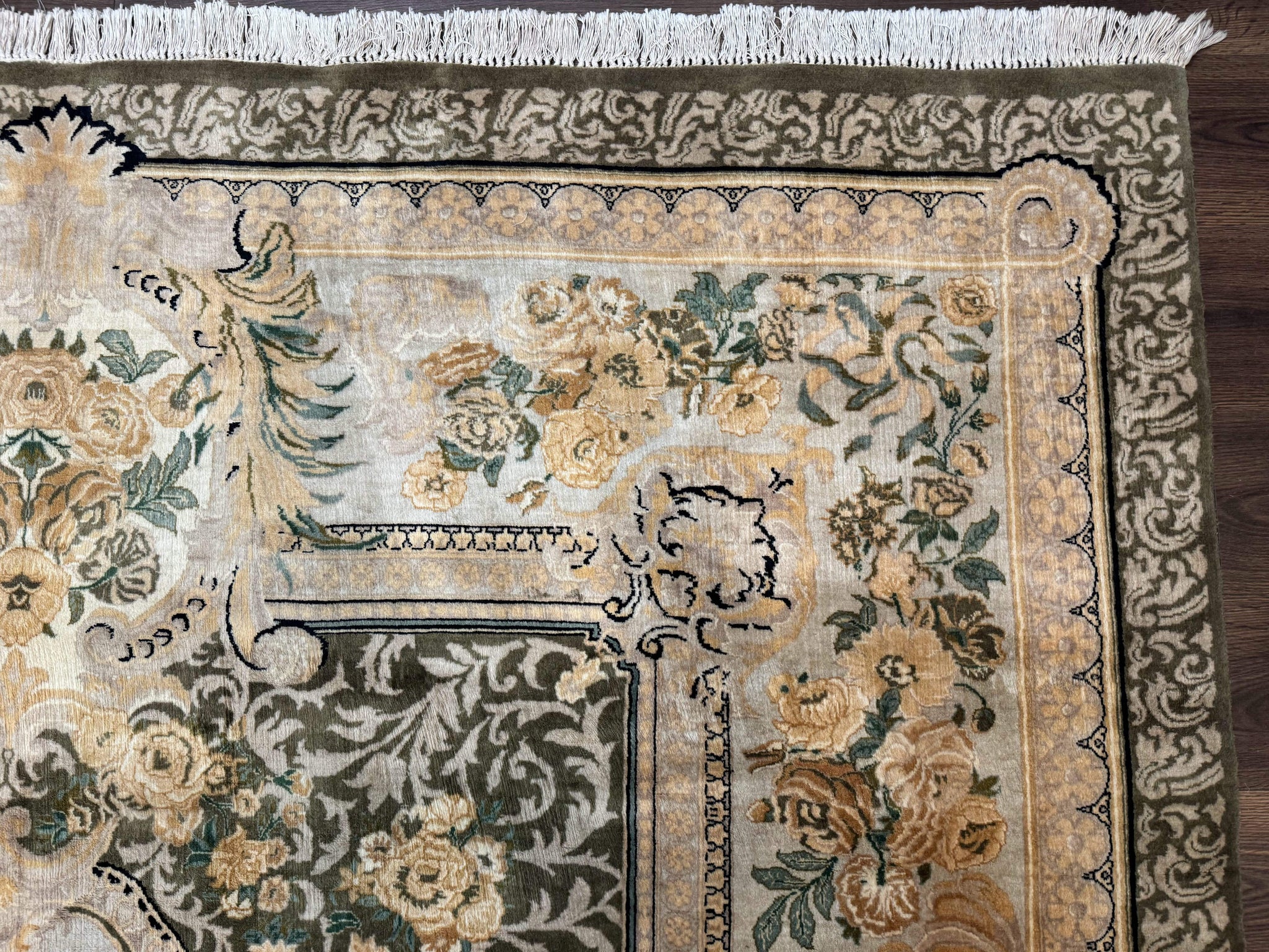 Aubusson Rug 8x10, Very Fine 225 KPSI, Floral, French European Design, Pakistani Carpet by Jewel Rugs