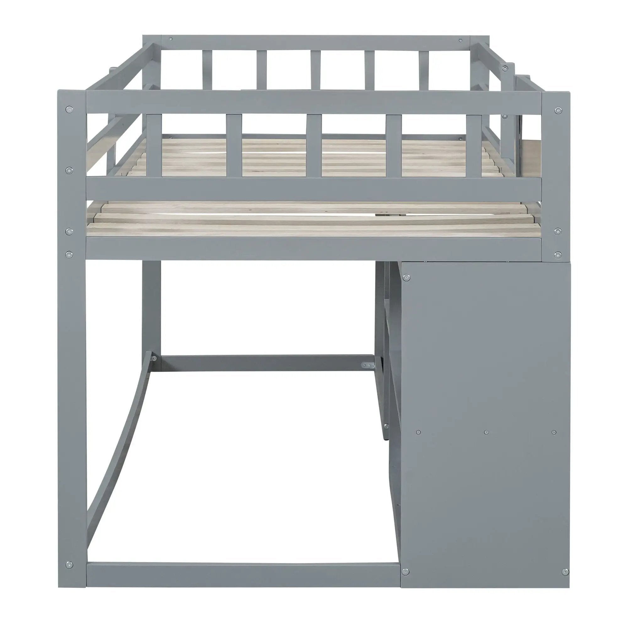 Low Loft Bed With Rolling Desk, Shelf And Drawers by HouseOfZazla