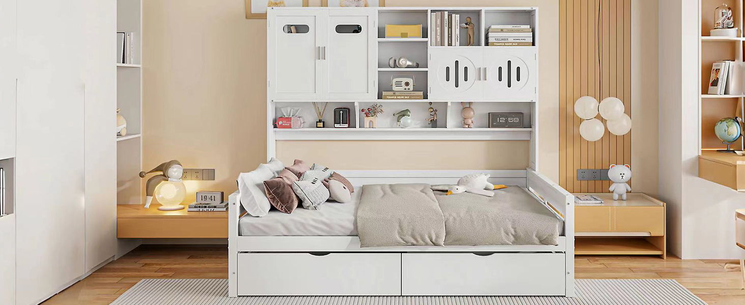 Daybed With All-In-One Cabinet And Shelf by HouseOfZazla
