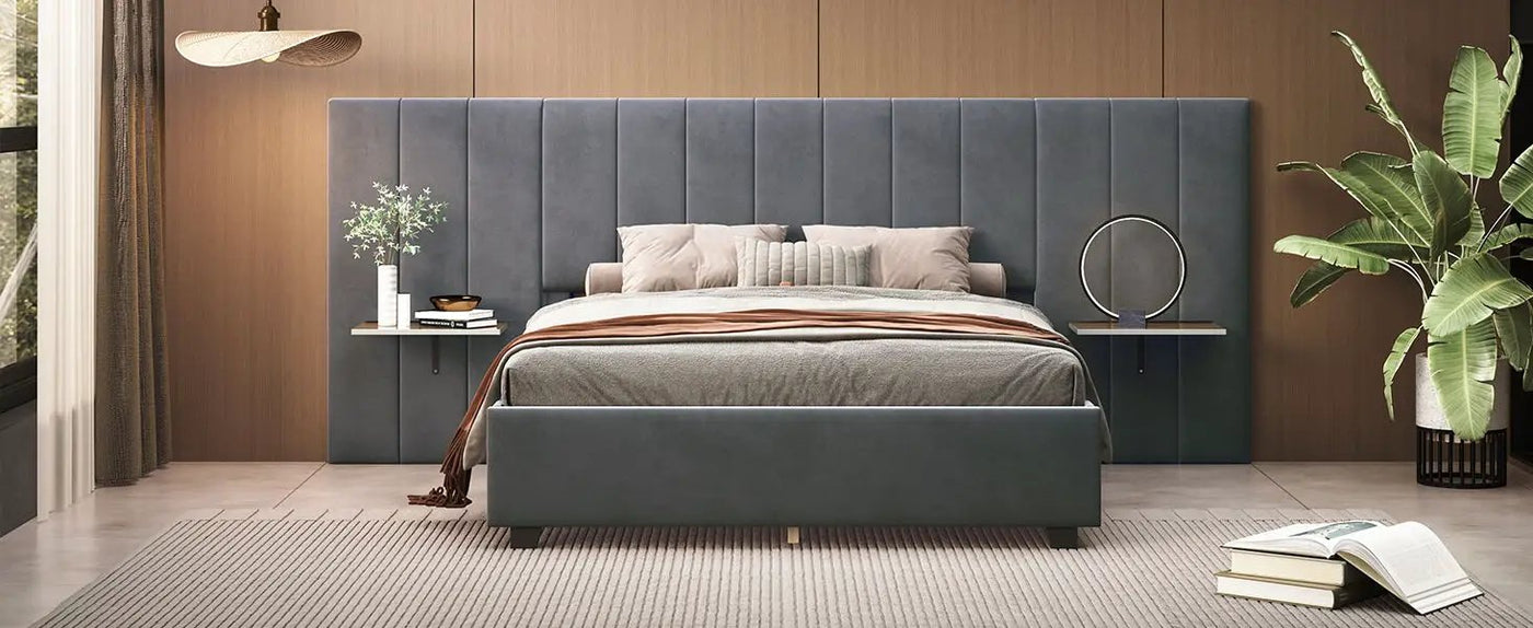 Upholstered Platform Bed With Big Headboard by HouseOfZazla
