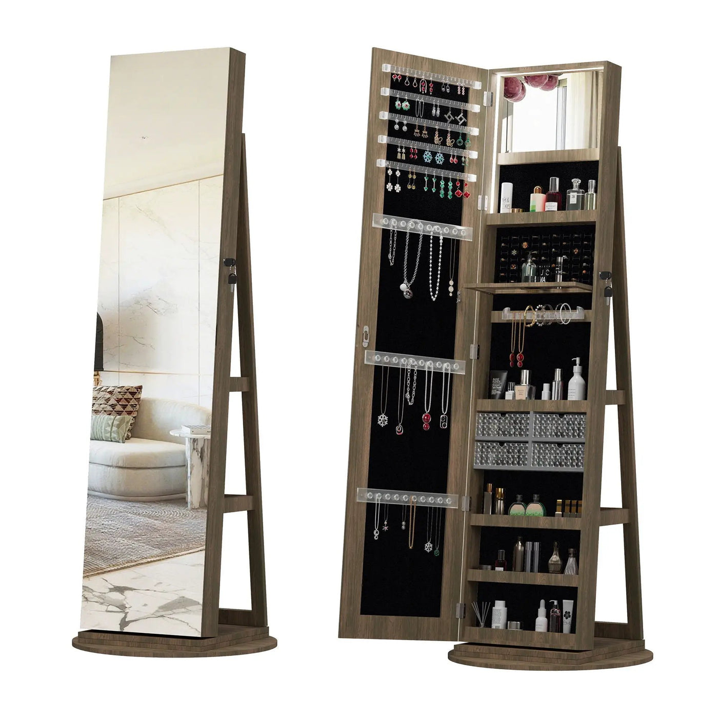 Swivel Jewelry Cabinet With Full Length Mirror by HouseOfZazla