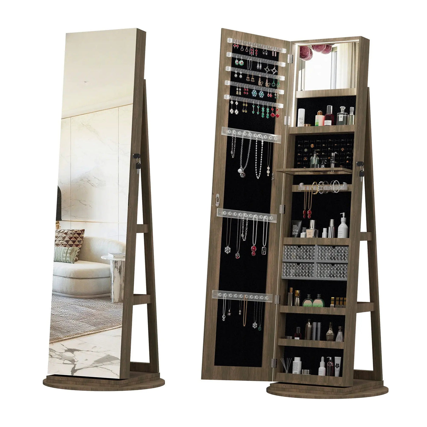 Swivel Jewelry Cabinet With Full Length Mirror by Unique Piece Furniture
