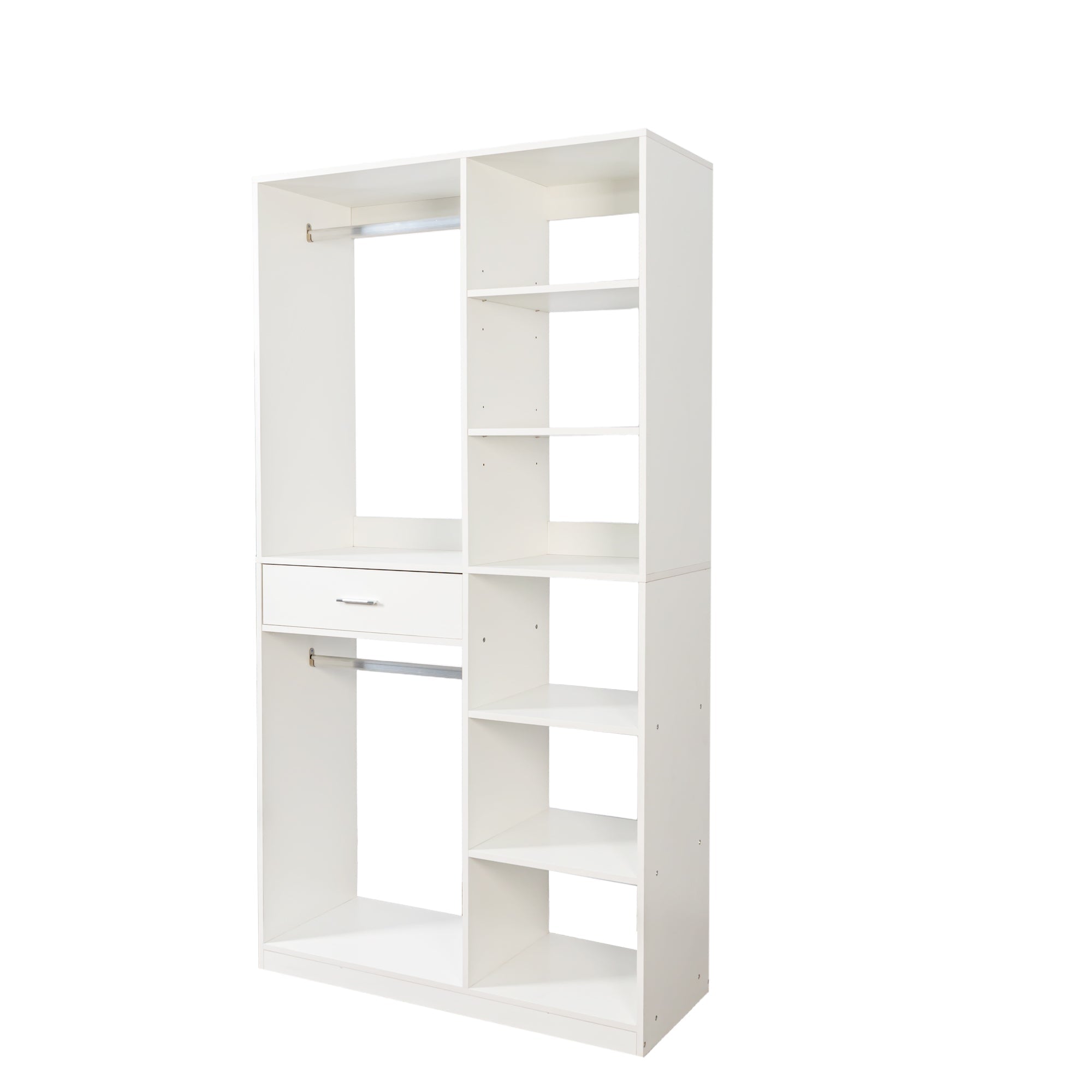 Freestanding Closet System with 6 Open Shelves and 2 Hanging Rods by HouseOfZazla