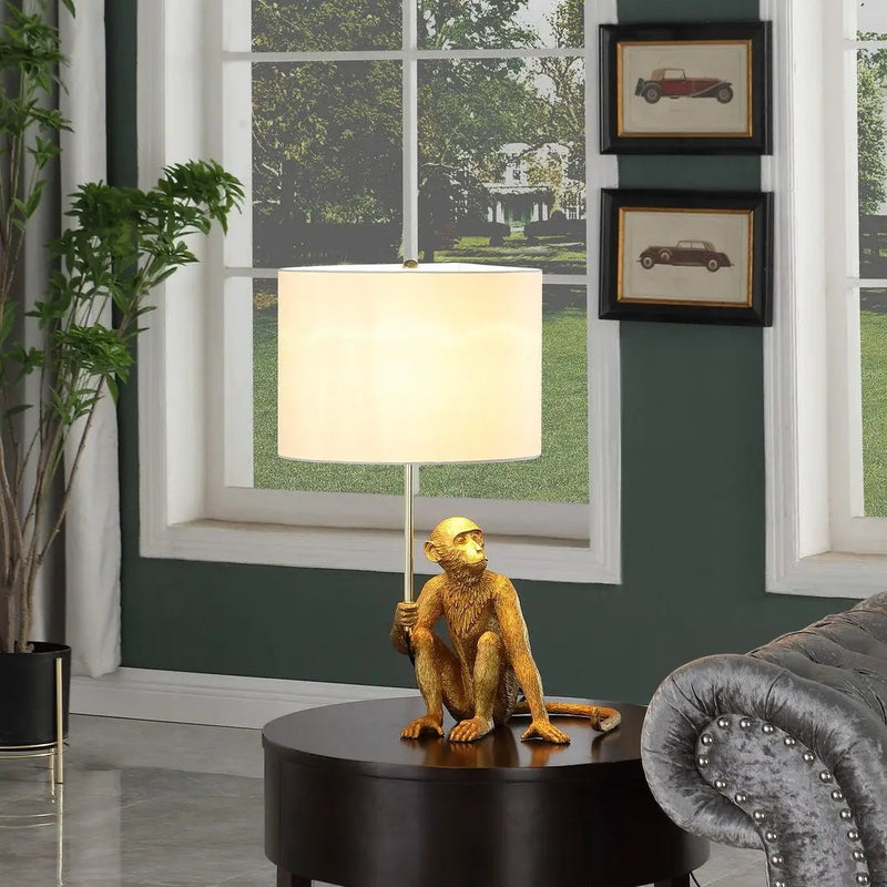 25.5" Golden Monkey Holding Polyresin Table Lamp by HouseOfZazla