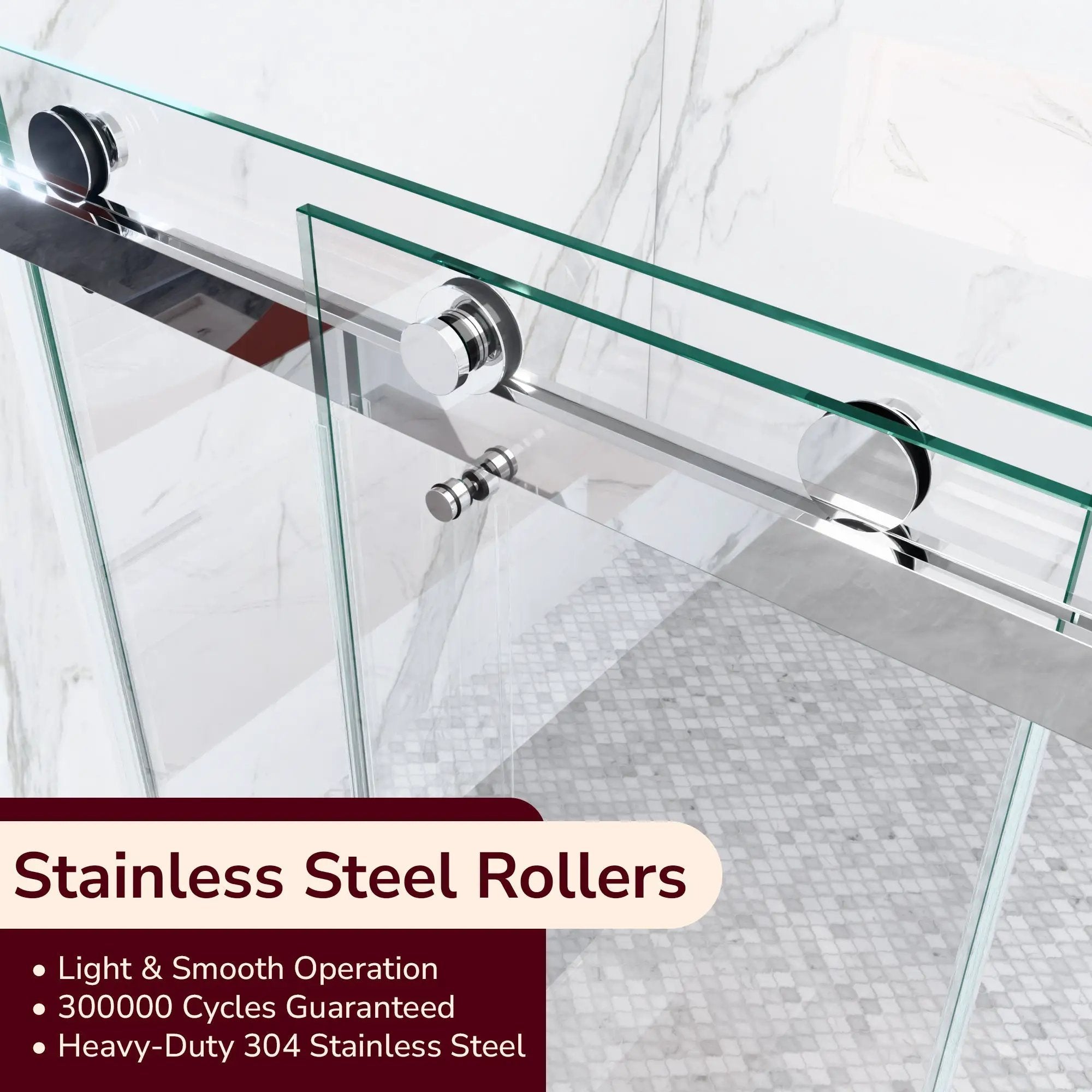 56"-60"W x 80"H Frameless Double Sliding Shower Door by HouseOfZazla