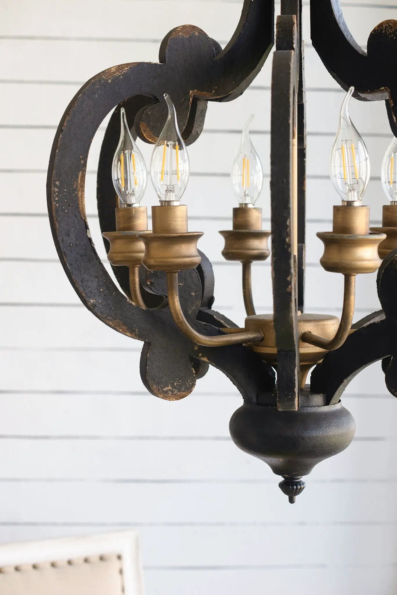 Farmhouse Chandelier, 6 Light Wood Chandelier Pendant Light Fixture With Adjustable Chain For Dining Room Living Room Entryway, Bulb Not Included by HouseOfZazla