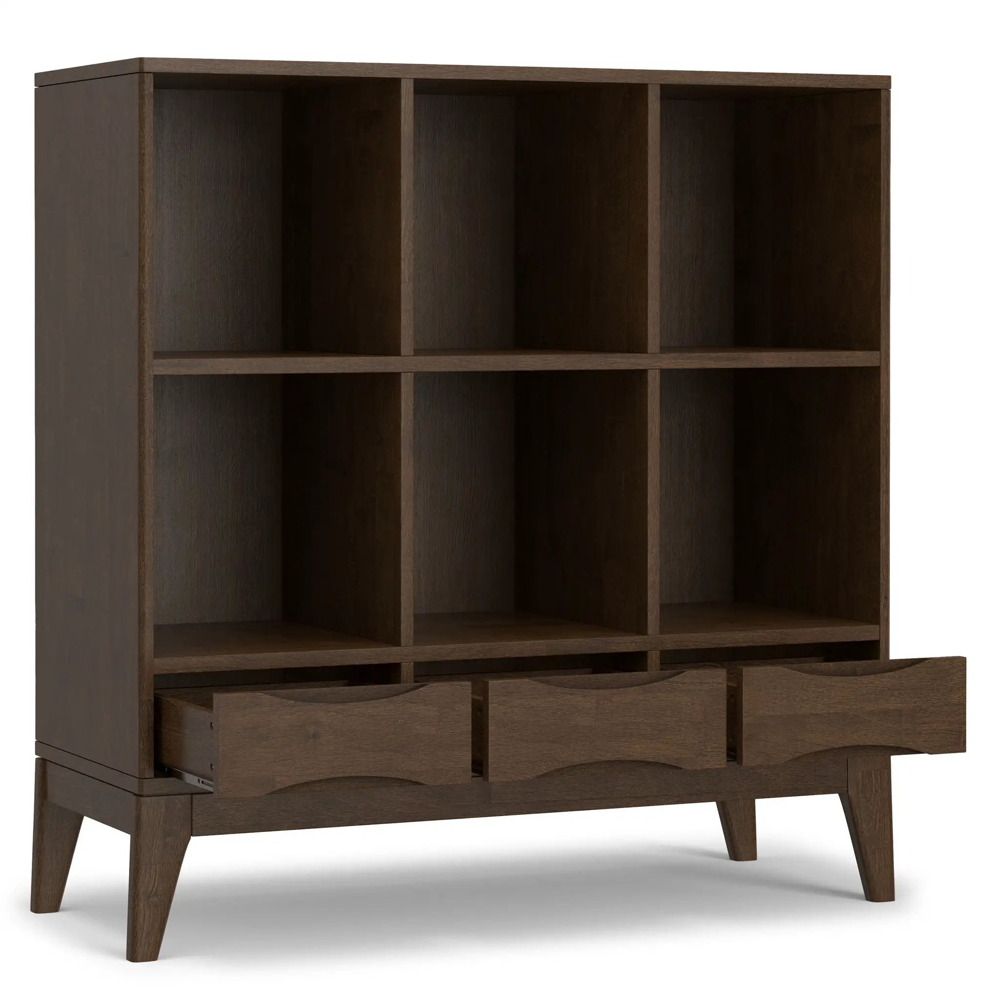 Harper - Low 6 Cube Storage With Drawers - Walnut Brown by HouseOfZazla