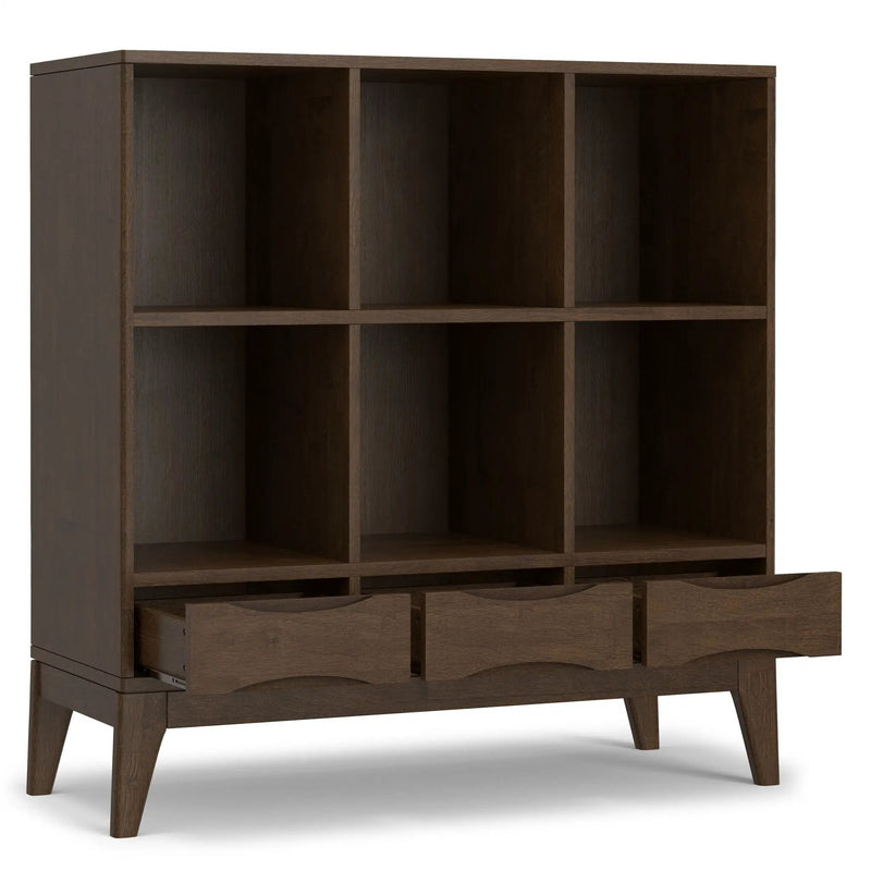 Harper - Low 6 Cube Storage With Drawers - Walnut Brown by HouseOfZazla
