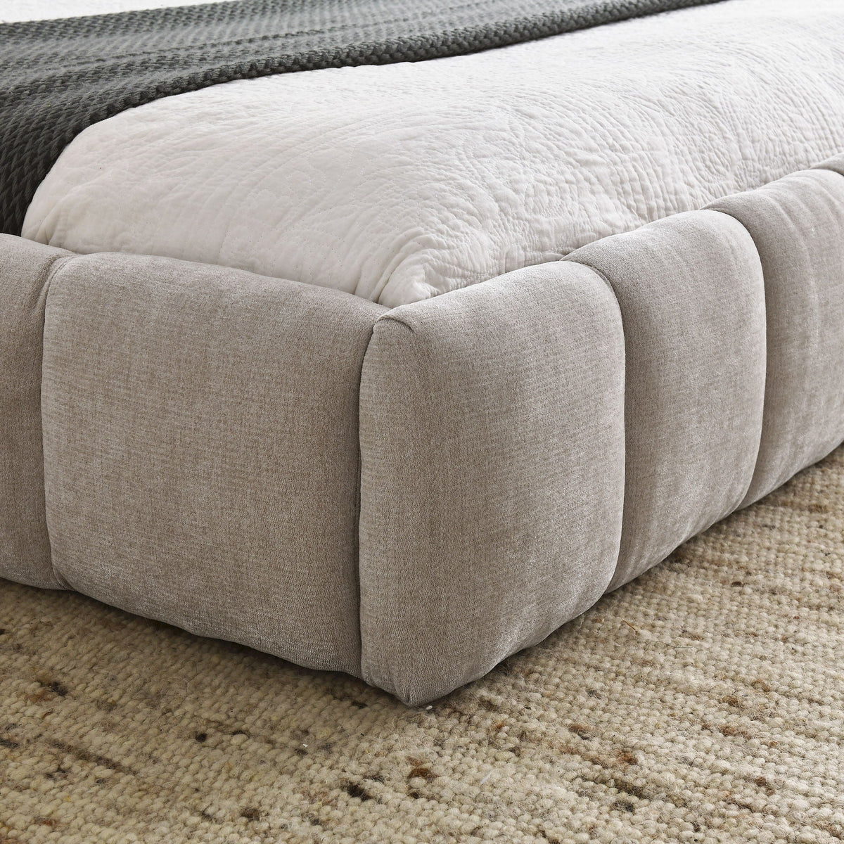 Modern Platform Bed Frame With Thick Fabric, photo 37 of 40