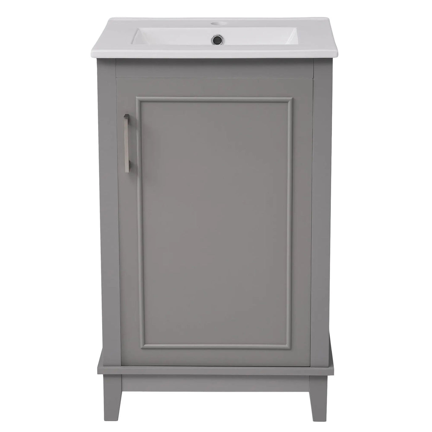 Modern Small Bathroom Vanity Cabinet With Ceramic Basin, Ample Storage, 1 Soft Close Door by Unique Piece Furniture