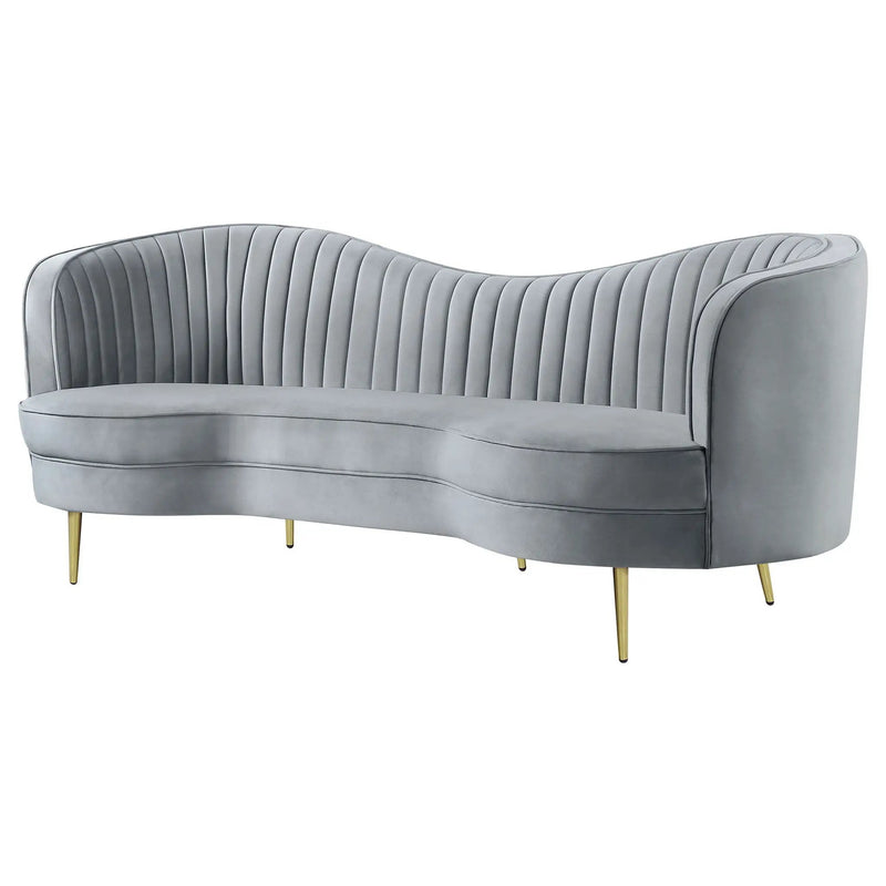 Sophia Upholstered Channel Tufted Sofa Grey by Unique Piece Furniture
