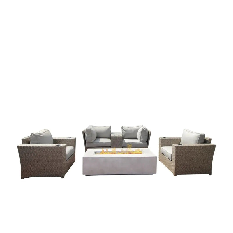 Outdoor Elegance Conversation Set With Fire Pit by Unique Piece Furniture