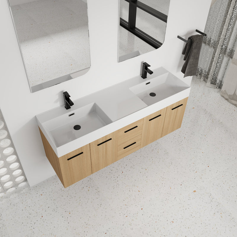 60" Floating Double Sink Bathroom Vanity with Drawers and Doors by HouseOfZazla