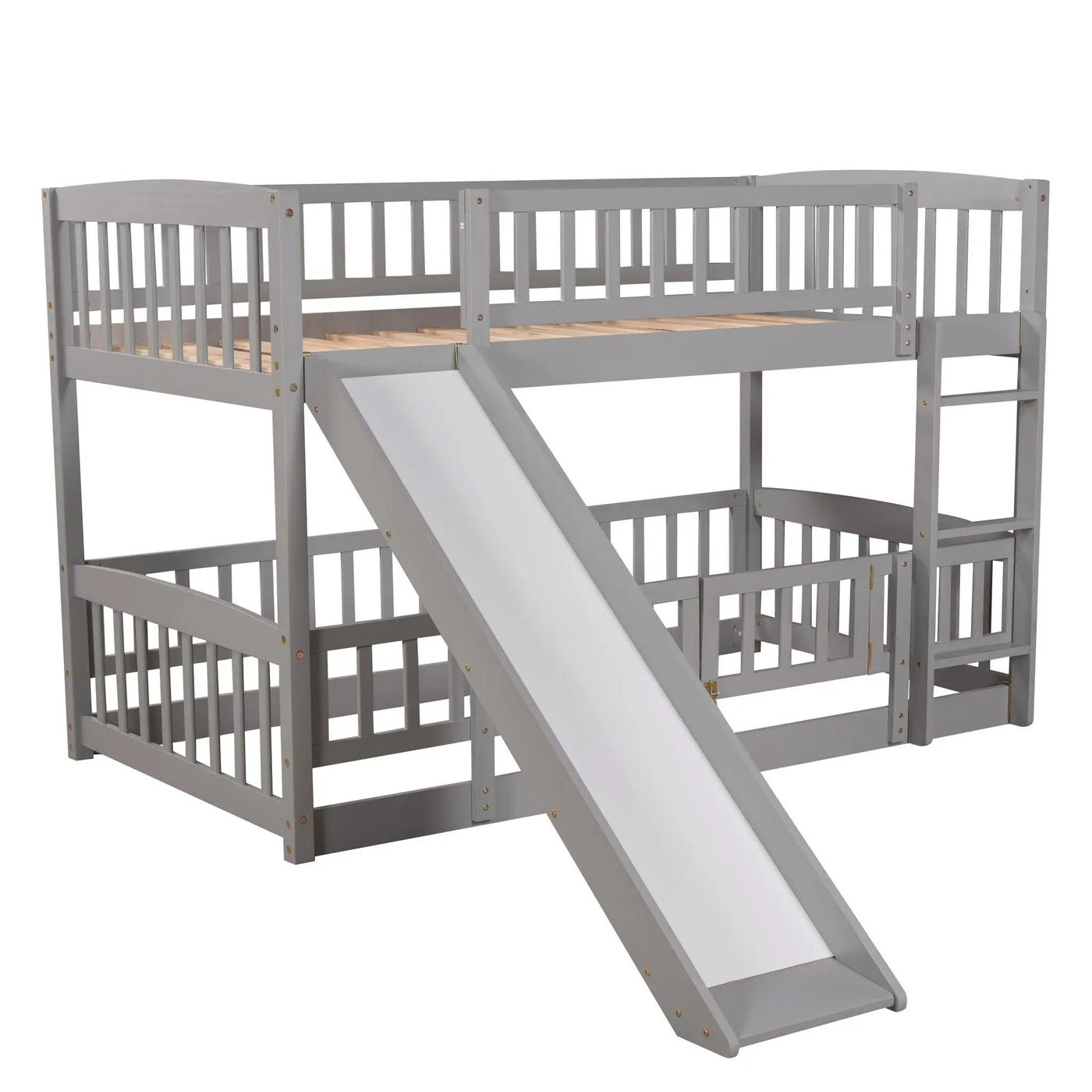 Low Bunk Bed With Slide, Fence And Ladder by Unique Piece Furniture