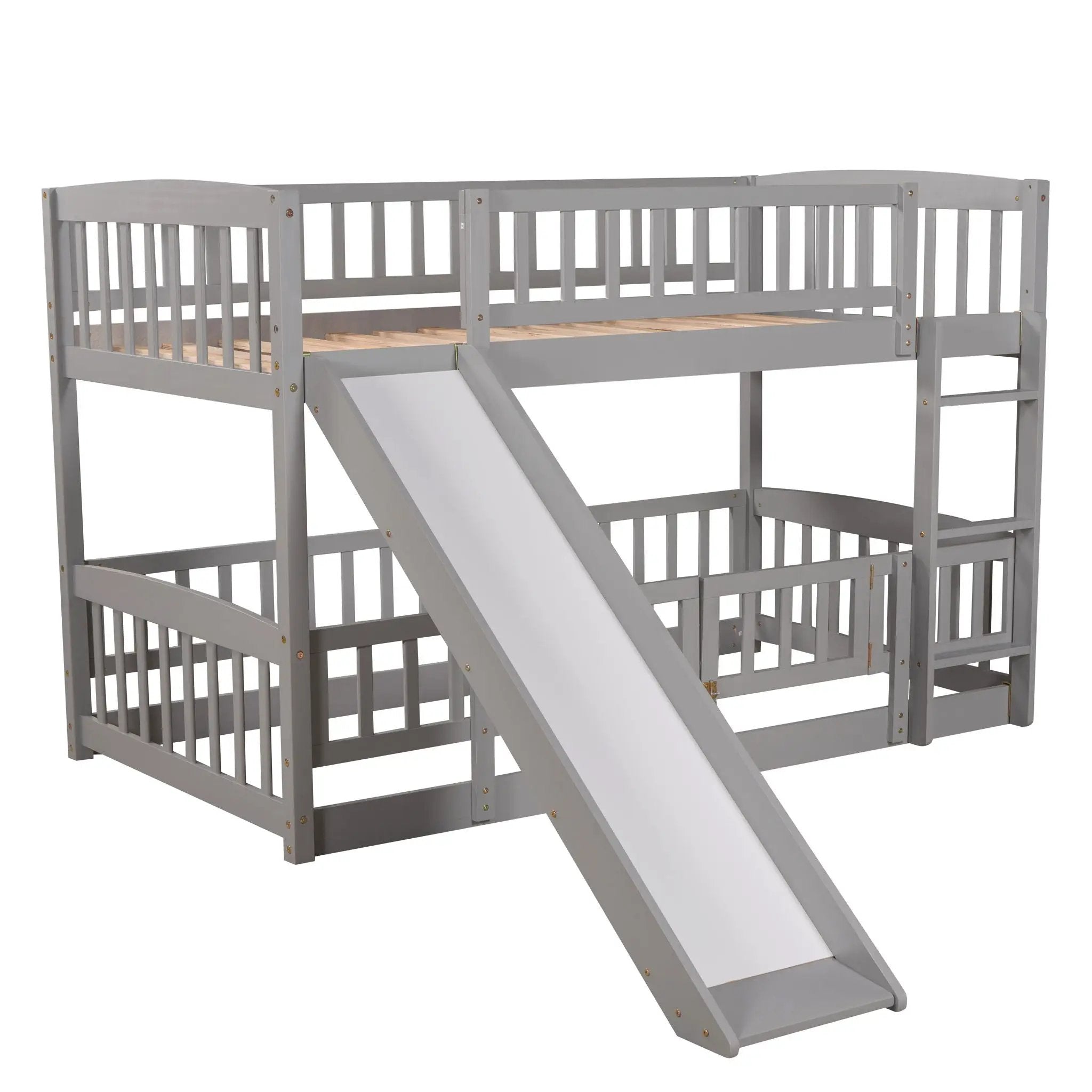 Low Bunk Bed With Slide, Fence And Ladder by Unique Piece Furniture