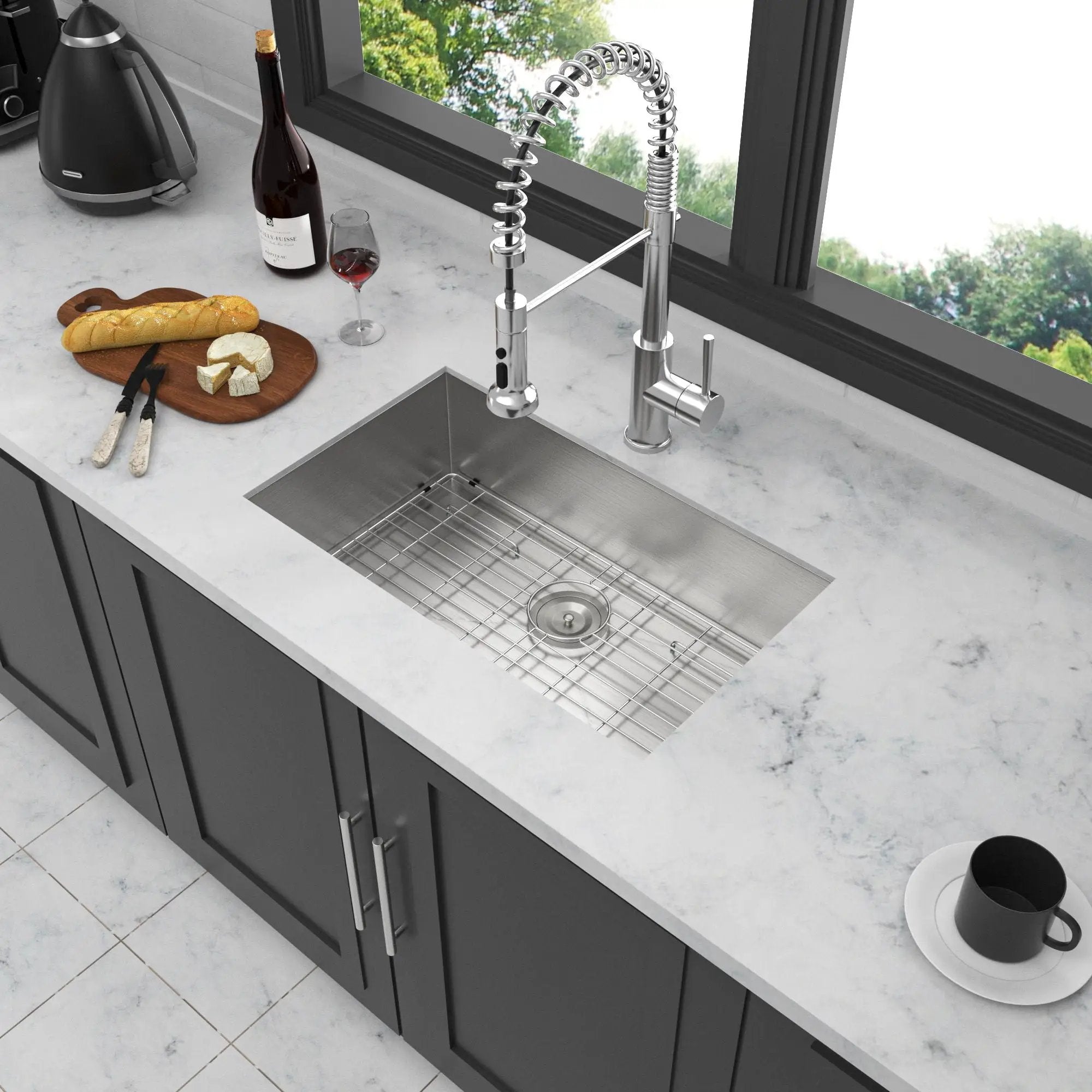 Modern Undermount Stainless Steel Kitchen Sink 16 Gauge, Deep Single Bowl by HouseOfZazla