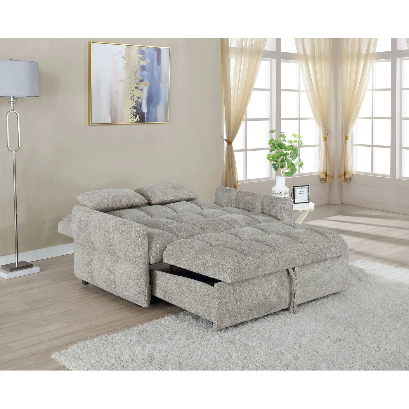 Alvara - Tufted Cushion Pull Out Sleeper Sofa Bed by HouseOfZazla