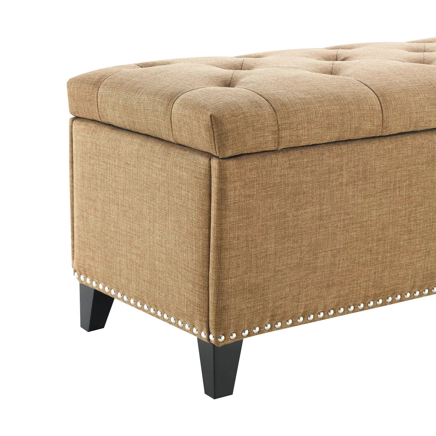 Button-Tufted Storage Ottoman With Safety Close Hinge by HouseOfZazla