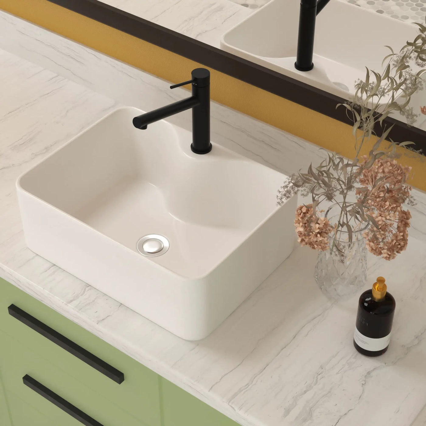 Modern Ceramic Rectangular Vessel Bathroom Sink With Sleek Design by HouseOfZazla