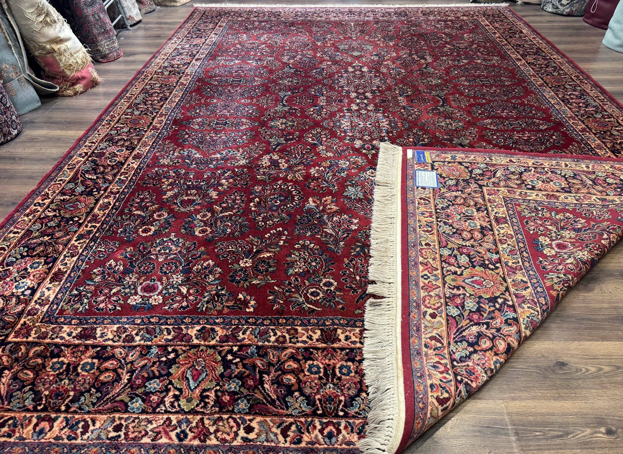 Karastan Rug 10x14, Red Sarouk #785, Wool Original 700 Series by Jewel Rugs