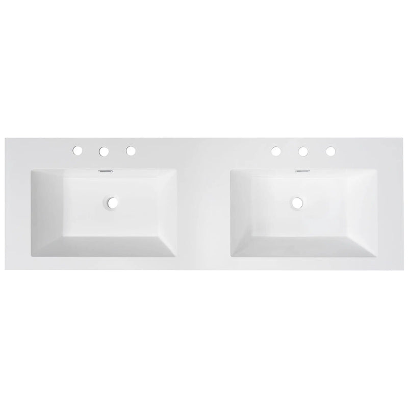 Vanity Top With Undermount Rectangular Double Sinks, Faucet Holes - White by HouseOfZazla