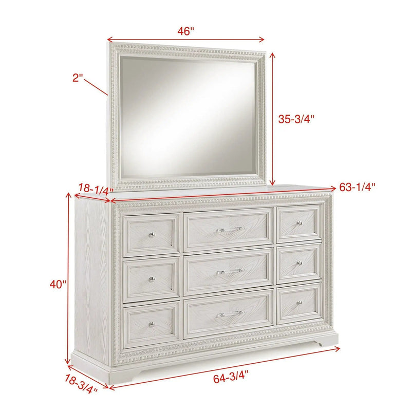 6 Drawer Storage Dresser Antique Wooden Bedroom Furniture - Antique White by HouseOfZazla