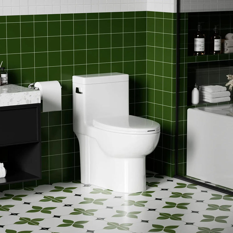 Gloss Tornado Flush 1 Piece Elongated Toilet With Siphonic Side Press, ADA Comfort Chair Height - Gloss White by HouseOfZazla