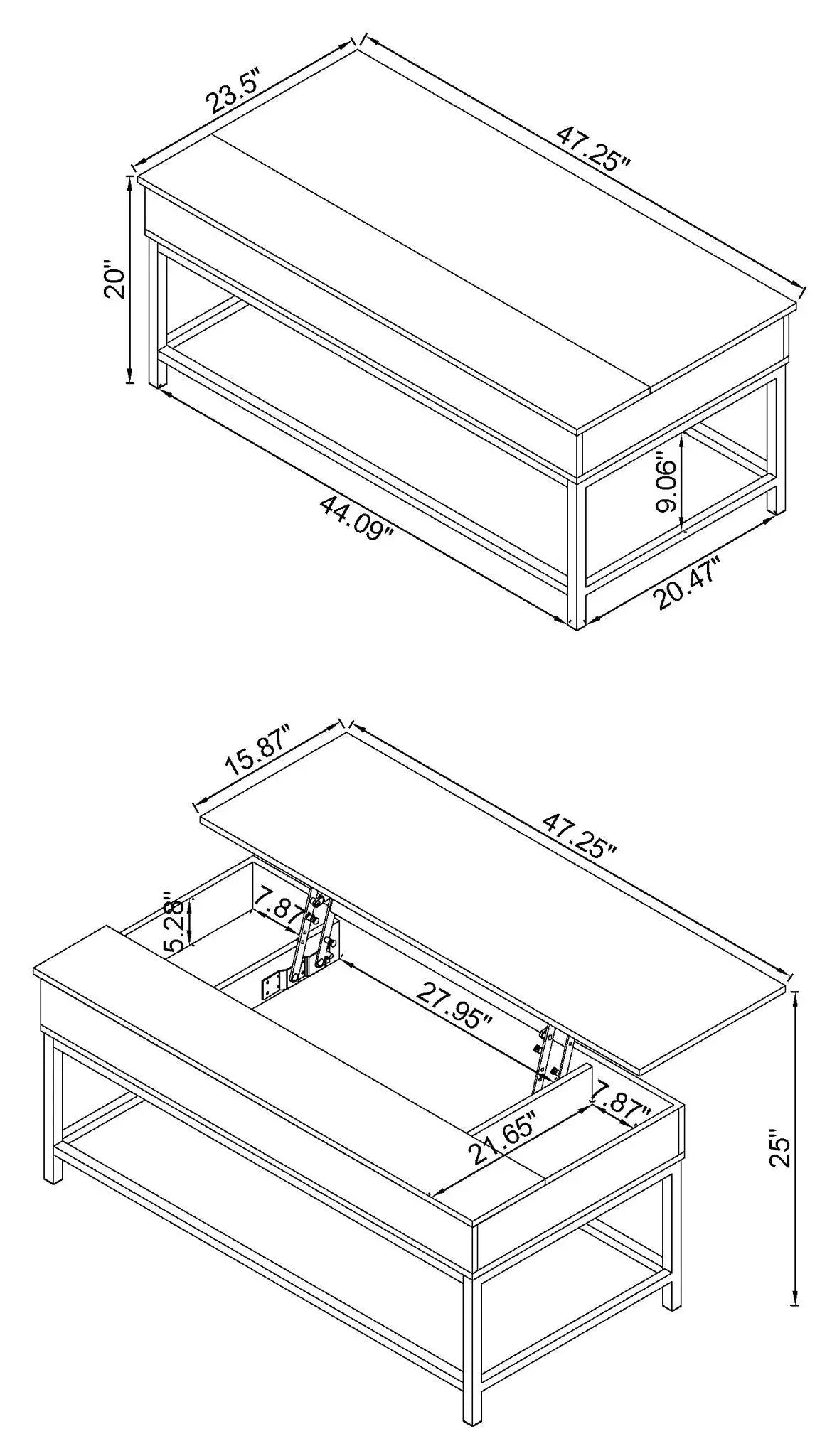 Byers Engineered Wood Lift Top Coffee Table Brown Oak by Unique Piece Furniture