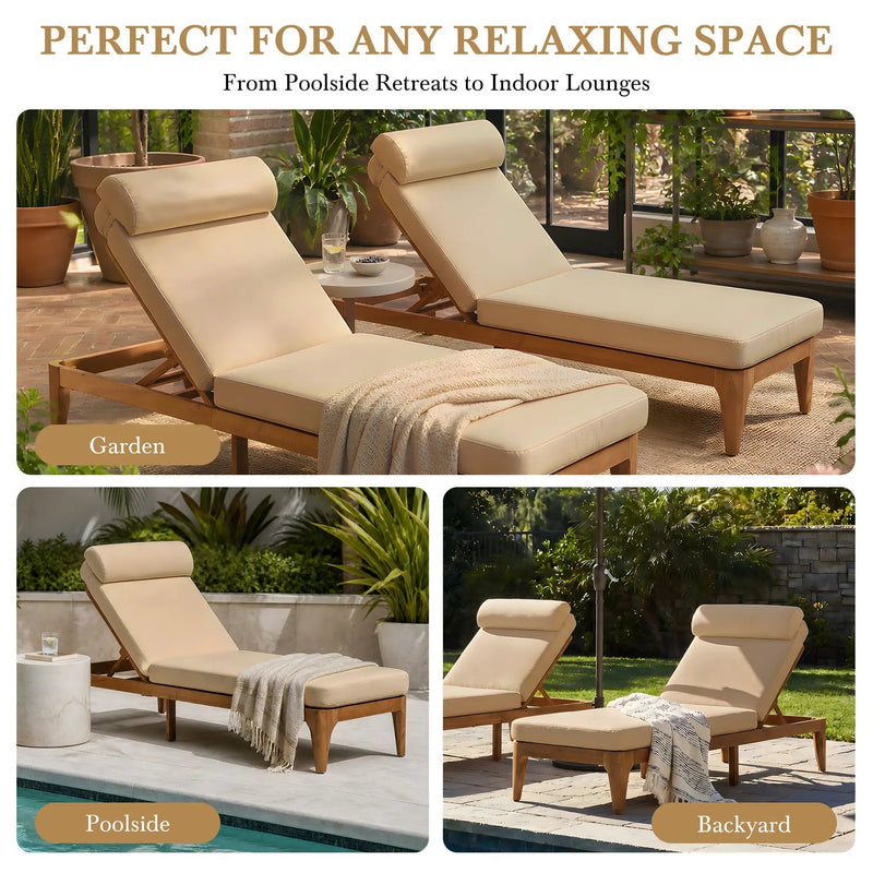 TOPMAX Acacia Wood Chaise Lounge Set of 2 by HouseOfZazla