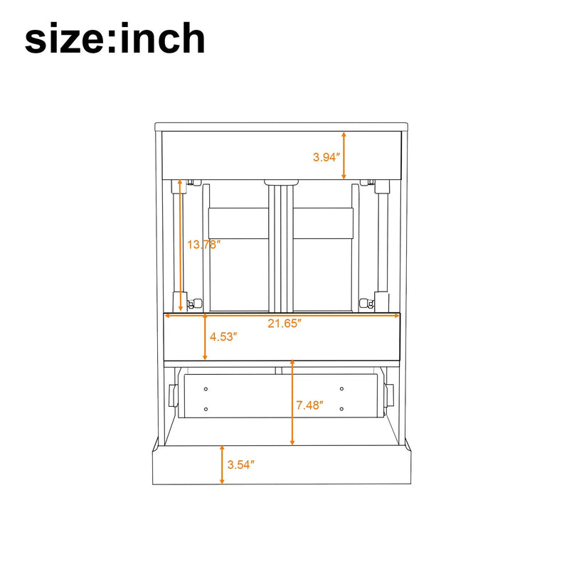 Bathroom Vanity With Sink, 1 Divided Drawer And 2 Soft Close Doors With Double Shelf