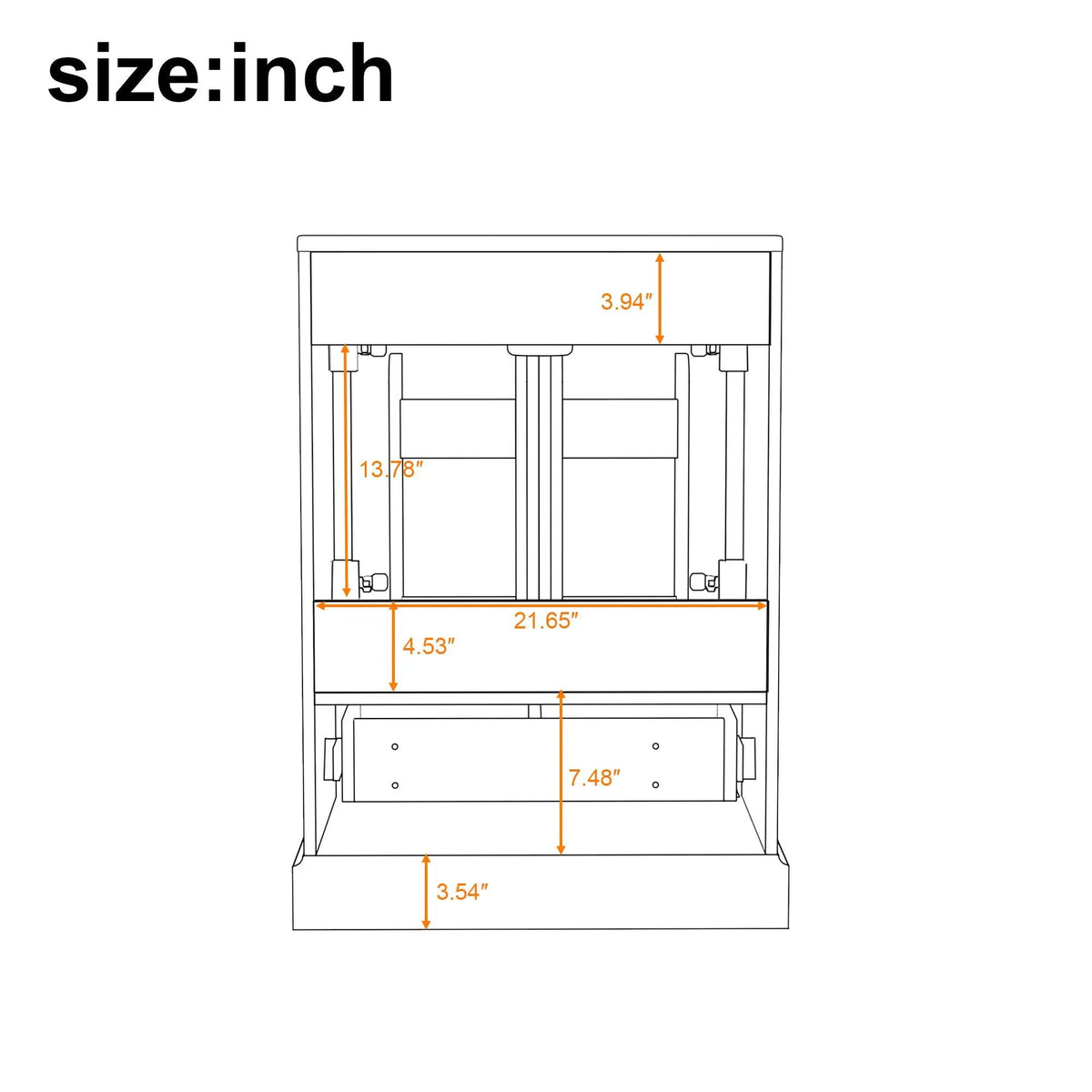 Bathroom Vanity With Sink, 1 Divided Drawer And 2 Soft Close Doors With Double Shelf, photo 13 of 20